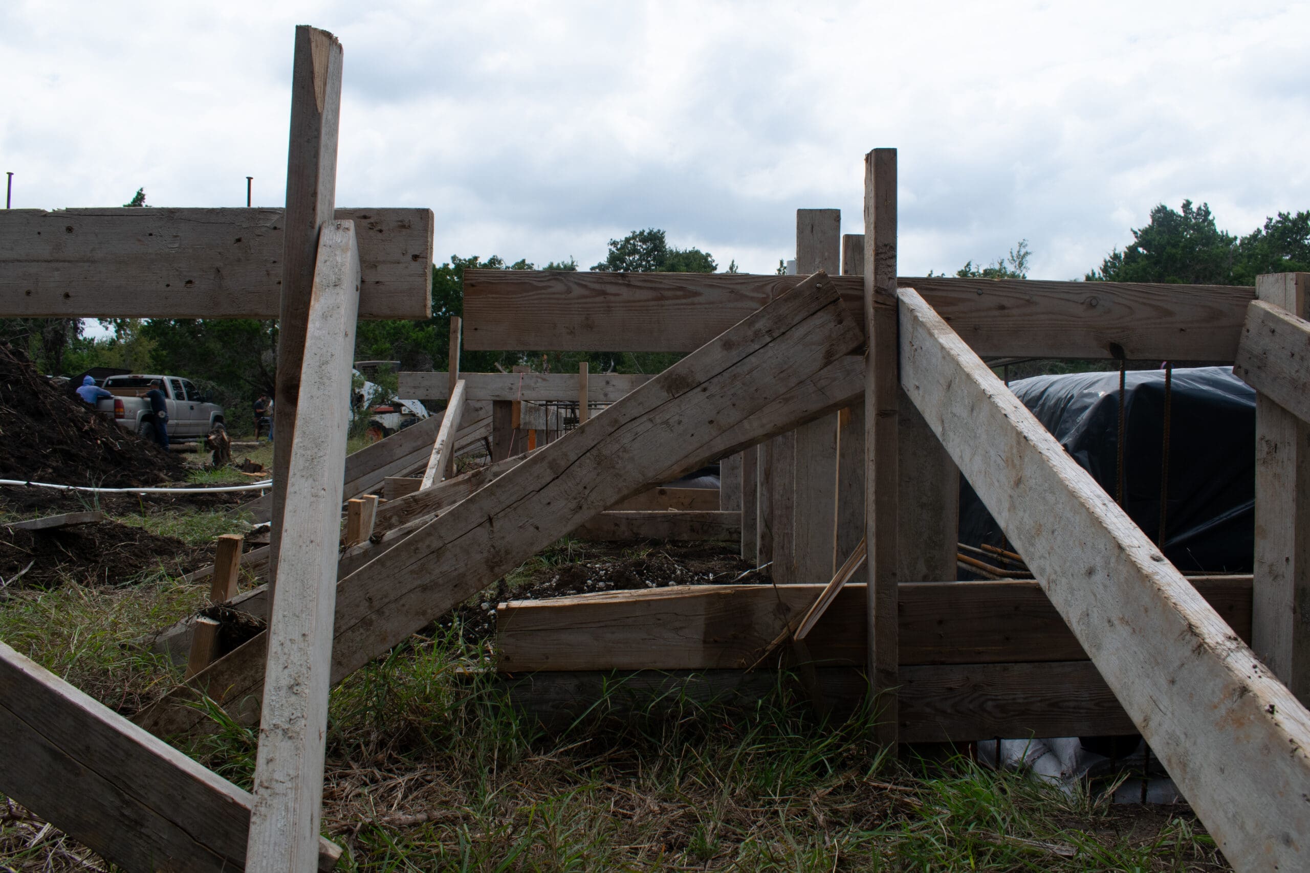 Formwork and structural detail during foundation construction